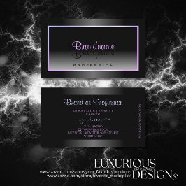 黒とスタイリッシュ白のグラデーション青ピンクのフレーム 名刺