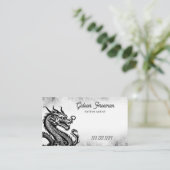 黒とスタイリッシュ白のドラゴン神秘的なタトゥー 名刺 (スタンド正面)