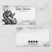 黒とスタイリッシュ白のドラゴン神秘的なタトゥー 名刺 (正面/裏面)