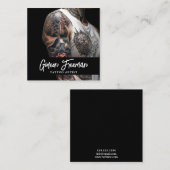 黒とスタイリッシュ白の入れ墨の腕タトゥーアーティスト スクエア名刺 (正面/裏面)