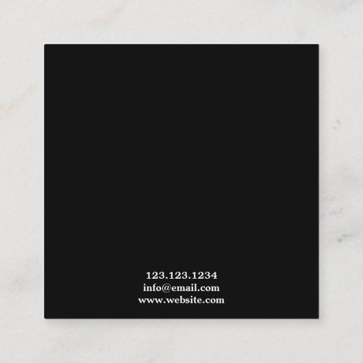 黒とスタイリッシュ白の入れ墨の腕タトゥーアーティスト スクエア名刺 (裏面)