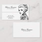 黒とスタイリッシュ白の入れ墨レディータトゥーアーティスト 名刺 (正面/裏面)