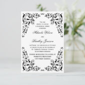 黒とスタイリッシュ白の渦巻きリハーサルディナー 招待状 (スタンド正面)