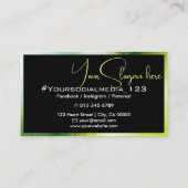 黒とスタイリッシュ緑のマーブル美しい写真イメージ 名刺 (裏面)