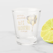 黒とスタイリッシュ金ゴールドの風船21歳の誕生日 ショットグラス (裏面)