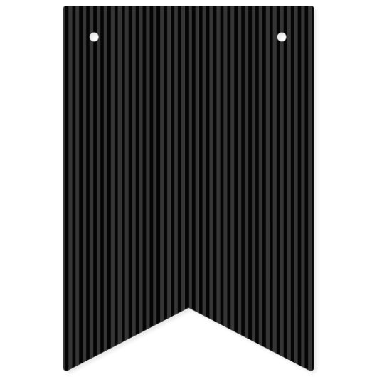 黒とスモーキーの黒の細い縦型ストライプ バンティングフラッグ (第1の旗)