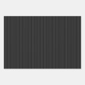黒とスモーキーの黒の細い縦型ストライプ ラッピングペーパーシート (正面)