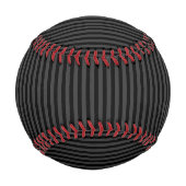 黒とスモーキーの黒の細い縦型ストライプ 野球ボール (裏面)