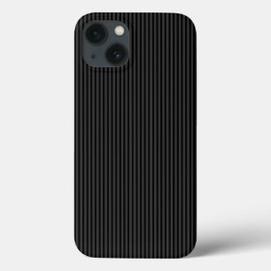 黒とスモーキーの黒の細い縦型ストライプ iPhone 13ケース