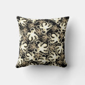 黒とセピアの繰り返しモチーフ |タコ模様 クッション (裏面)