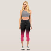 黒とセリーピンクのパタグラデーションーン カプリレギンス (正面)