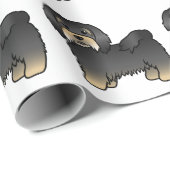 黒とタンのかわいい漫画の犬のパターン ラッピングペーパー (ロールコーナー)