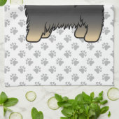 黒とタンのかわいい漫画の犬 キッチンタオル (折り畳み)