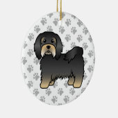 黒とタンのかわいい漫画の犬 セラミックオーナメント (右)
