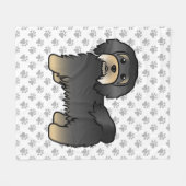 黒とタンのかわいい漫画の犬 フリースブランケット (正面(横))