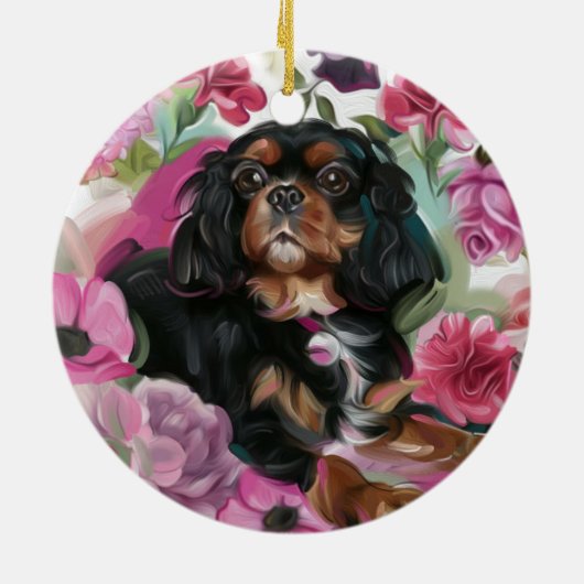 黒とタンのカバリエースクリスマスオーナメントフローラ セラミックオーナメント (裏面)