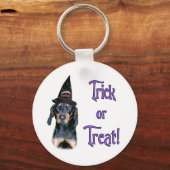 黒とタンのコンハウンドのトリック キーホルダー (正面)