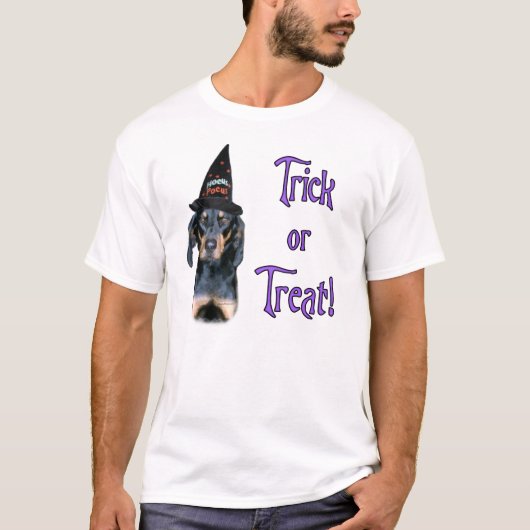 黒とタンのコンハウンドのトリック Tシャツ (正面)