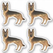 黒とタンのドイツの羊飼いがかわいい漫画の犬 シール (正面)