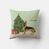 黒とタンのドイツの羊飼いとクリスマスツリー クッション (裏面)