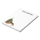 黒とタンのドイツの羊飼いとクリスマスツリー ノートパッド (回転)