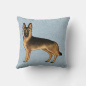 黒とタンのドイツの羊飼いの青い漫画の犬 クッション (裏面)