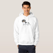 黒とタンのピエバルド長毛ダッチシュンドドッグ パーカ (正面フル)