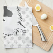 黒とタンのピエバルロロングヘアダシュント&ポーズ キッチンタオル (四つ折り)