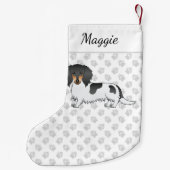 黒とタンのピエバルロロングヘアダシュント&名前 スモールクリスマスストッキング (裏面)