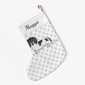 黒とタンのピエバルロロングヘアダシュント&名前 スモールクリスマスストッキング (裏面 (吊り時))
