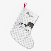 黒とタンのピエバルロロングヘアダシュント&名前 スモールクリスマスストッキング (正面 (吊り時))
