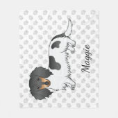 黒とタンのピエバルロロングヘアダシュント&名前 フリースブランケット (正面)