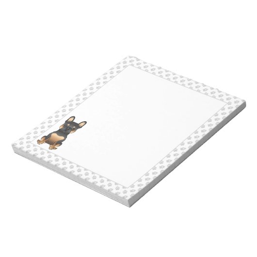 黒とタンのフランスのブルドッグの漫画の犬と足 ノートパッド (回転)