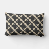 黒とタンのフローラ幾何学腰枕 ランバークッション (裏面)
