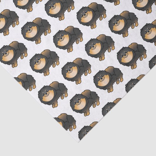 黒とタンのポメラニア犬かわいい漫画の犬のパターン 薄葉紙 (詳細)