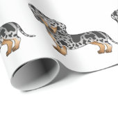 黒とタンのリンゴ短い髪のダックスシャンドパターン ラッピングペーパー (ロールコーナー)