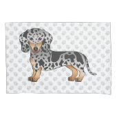 黒とタンのリンゴ短い髪ダックスシュント&ポーズ 枕カバー (正面左)