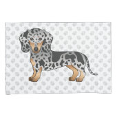 黒とタンのリンゴ短い髪ダックスシュント&ポーズ 枕カバー (正面右)