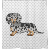 黒とタンのリンゴ長い髪のダシュント&ポーズ シャワーカーテン (正面)