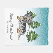 黒とタンのリンゴ長い髪のダッチシュント冬 フリースブランケット (正面(横))