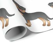 黒とタンのロットワイラーかわいい漫画の犬のパターン ラッピングペーパー (ロールコーナー)