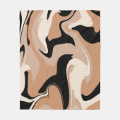 黒とタンの大理石のパターン フリースブランケット (正面)