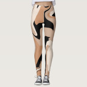 黒とタンの大理石のパターン レギンス (正面)