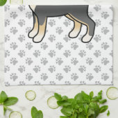 黒とタンの柴犬かわいい犬と手のひら模様 キッチンタオル (折り畳み)