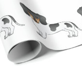 黒とタンの毛短いヘアダッシュンドドッグパターン ラッピングペーパー (ロールコーナー)