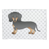 黒とタンの滑らかなコートダックスシャンドドッグ&ポーズ 枕カバー (正面左)