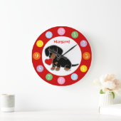 黒とタンの滑らかな髪のダシュント ラージ壁時計 (ホーム)