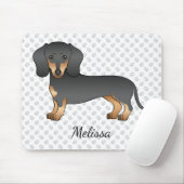 黒とタンの短い髪ダックスシュントかわいい犬と名前 マウスパッド (マウス)