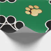 黒とタンの高級イヌのポープリント ラッピングペーパー (角)