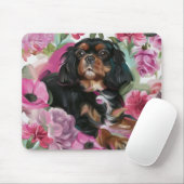 黒とタンカバリエフローラドッグアートマウスパッド マウスパッド (マウス)